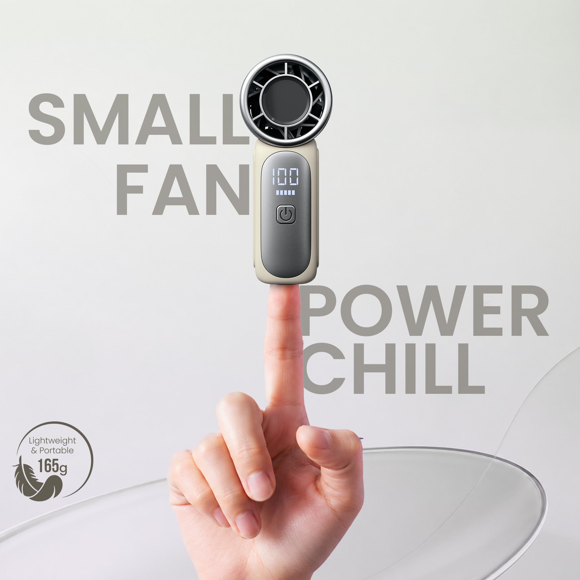 Beige portronics toofan nano pocket fan | small fan power chill experience packed into a compact 120g lightweight frame mini portable fan | effortlessly sliding into small purses and tight pockets for travel summer accessories | best high speed fan