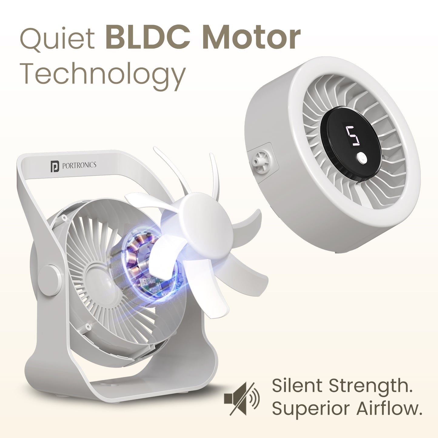 portronics toofan x lite bldc fan motor technology | quiet bldc fan with silent strength and superior airflow | office fan with high-efficiency motor for noise-free cooling | best quiet bldc motor desk fan