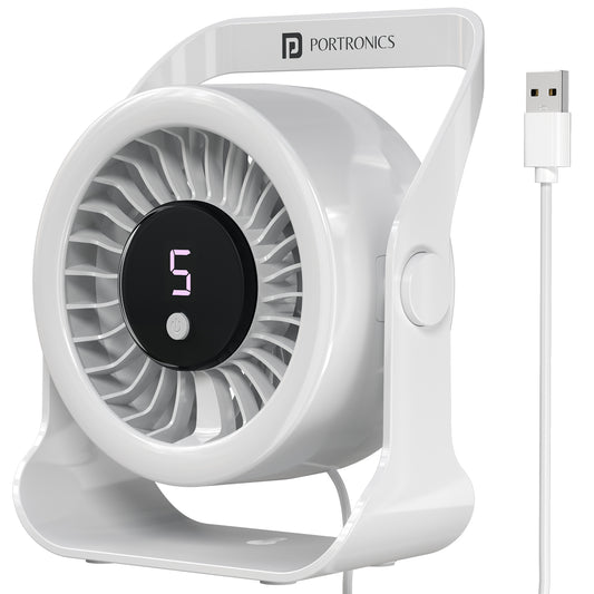 portronics toofan x lite usb table fan | 7 blade desk fan with led display and integrated handle | portable usb powered fan for home and office | best usb table fan with led speed display