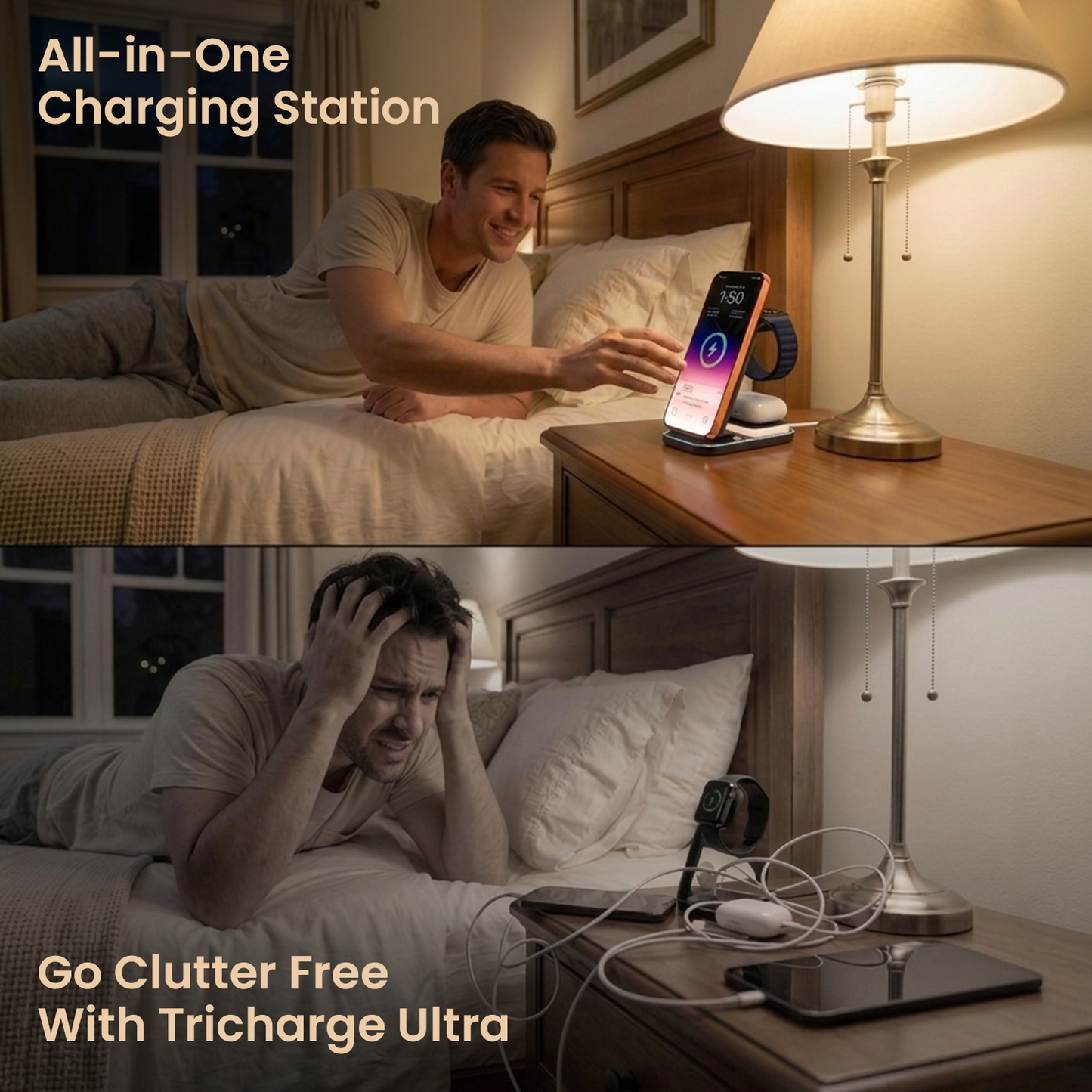 portronics tricharge ultra all-in-one wireless charging station for clutter-free desk setup | wireless charging dock replacing multiple cables for smartphone earbuds and smartwatch | fast wireless charger for organized desk home office and bedside use | wireless charging station for desk