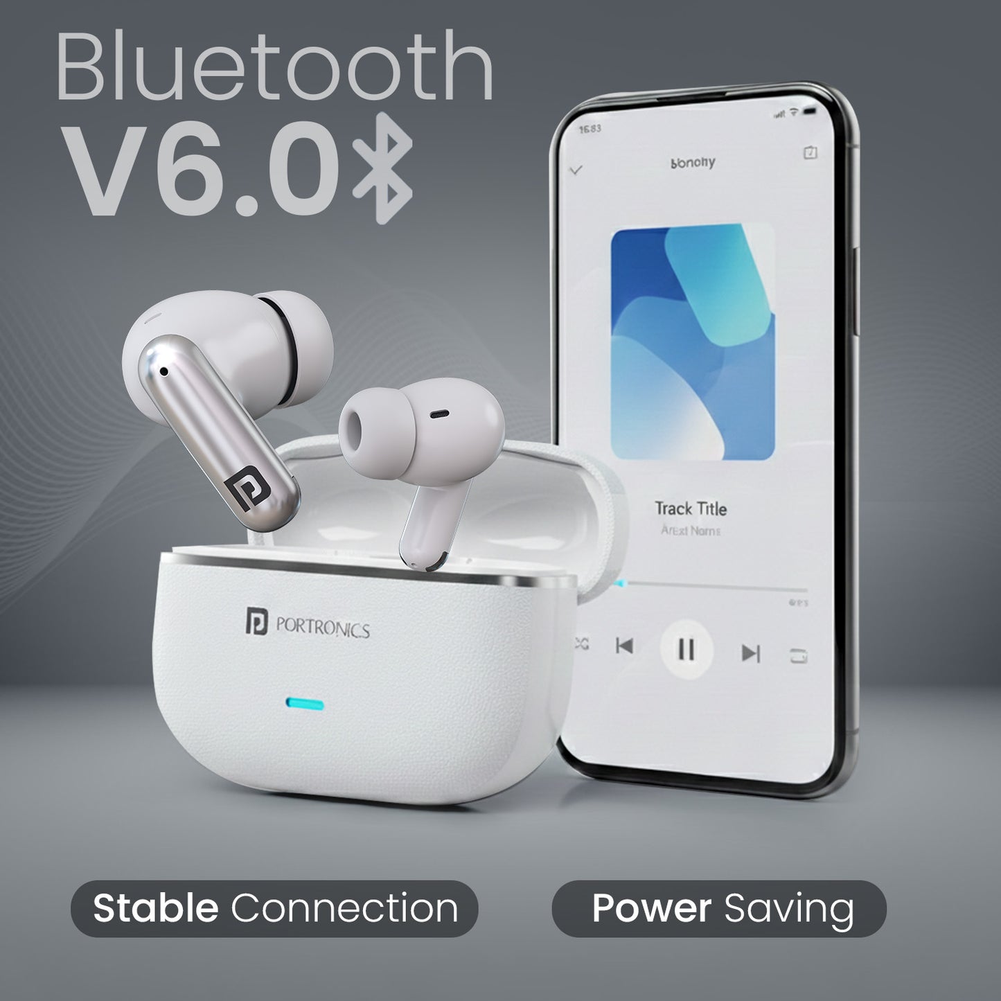White portronics twins one plus tws earbuds | latest earbuds with bluetooth v6 and stable pairing | smart earbuds for everyday use