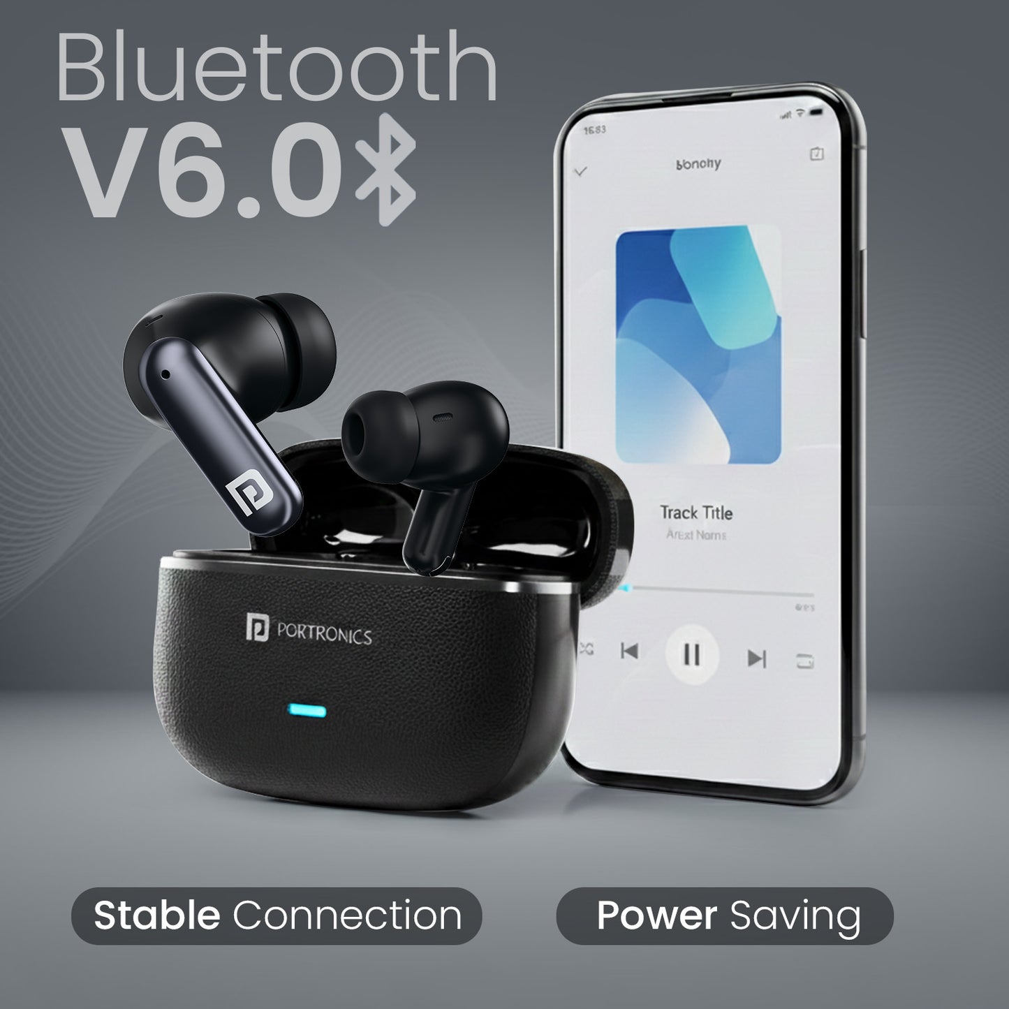 Black portronics twins one plus tws earbuds | latest earbuds with bluetooth v6 and stable pairing | smart earbuds for everyday use
