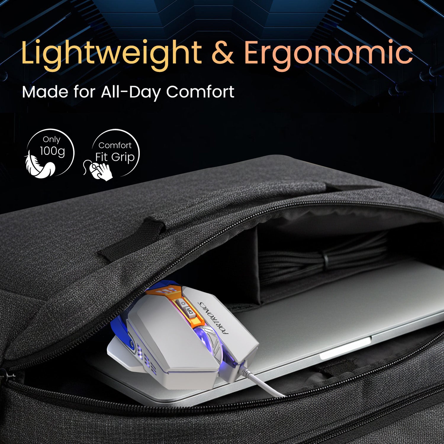 Blue portronics vader x wired gaming mouse | low input lag performance powered by optical sensor and 1000hz polling | wired mouse gaming solution for fps moba and battle royale players| gaming mouse for travel friendly. 