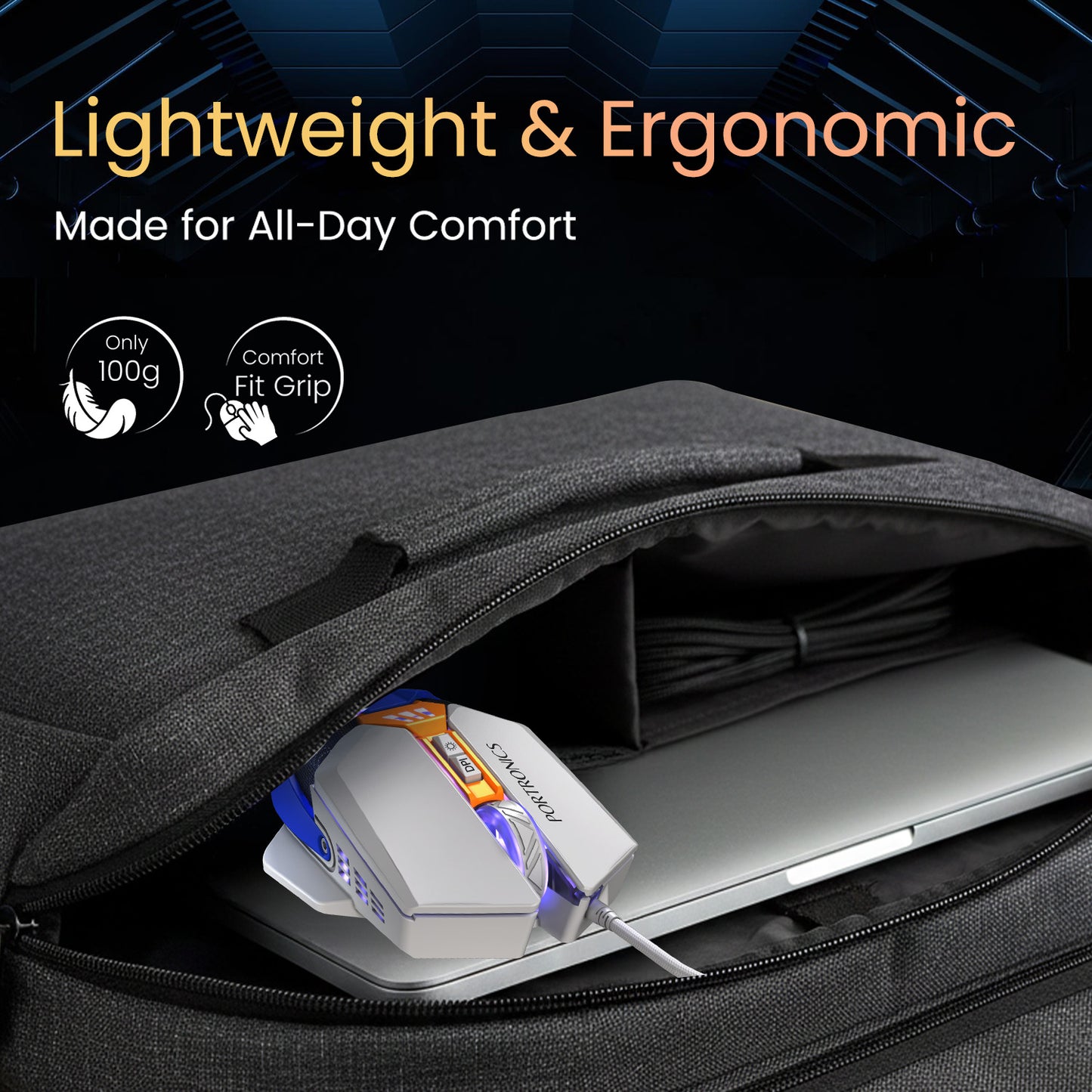 Blue portronics vader x wired gaming mouse | low input lag performance powered by optical sensor and 1000hz polling | wired mouse gaming solution for fps moba and battle royale players| gaming mouse for travel friendly. 