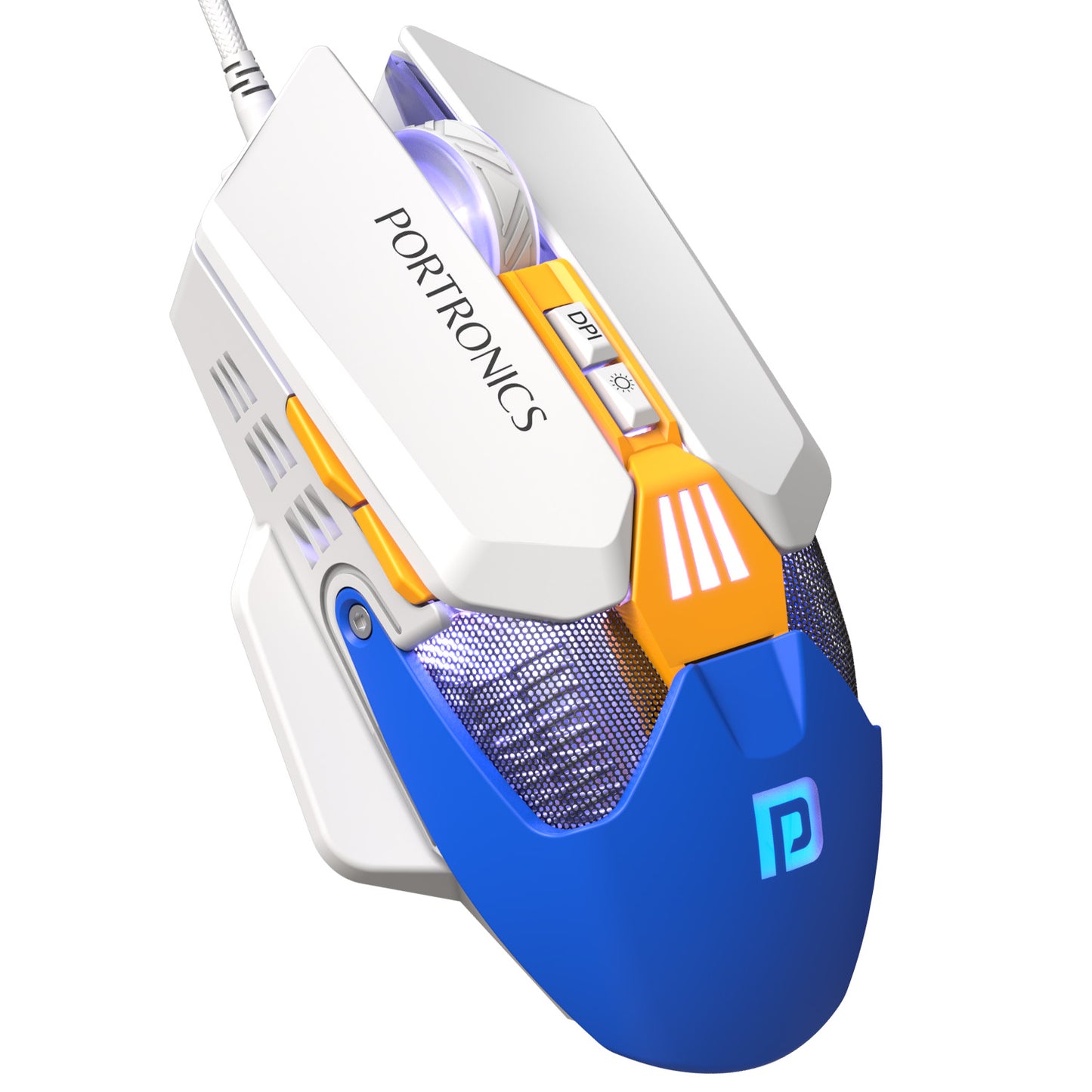 Blue portronics vader x wired gaming mouse | ergonomic grip design with high-precision optical gaming sensor rated at 7000 fps | wired mouse for laptop and pc gaming with smooth tracking