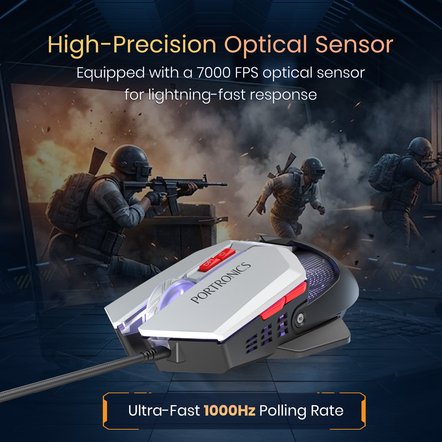 Black portronics vader x gaming mouse | wired gaming mouse with 1000hz polling rate and rgb lighting | wired mouse gaming accuracy and fast response