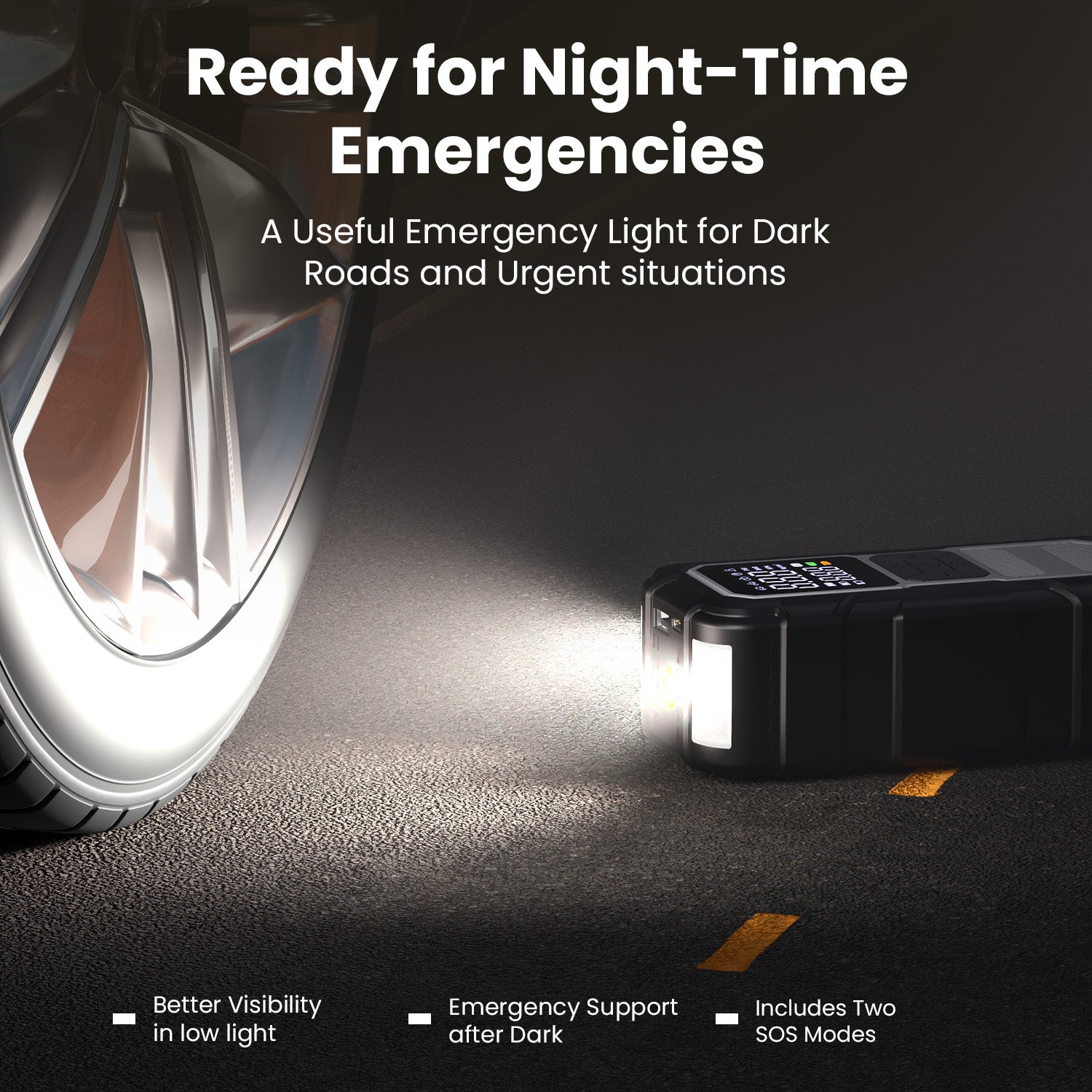portronics vayucop neo sos light inflator | integrated warning strobe beacon led emergency light | nighttime vehicle breakdown repair roadside emergency tool | wireless tyre inflator which tyre inflator is best for emergency use in a car?