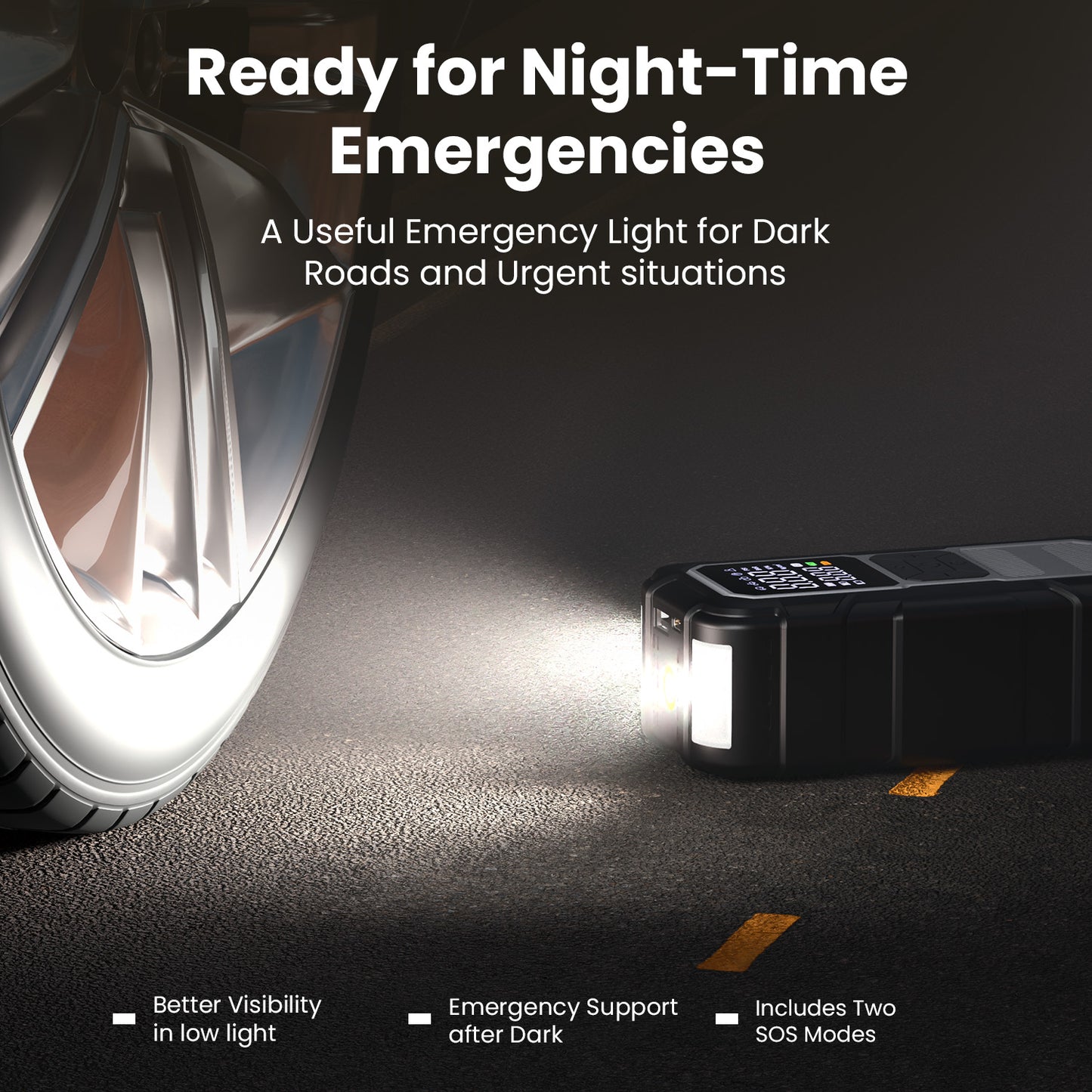 portronics vayucop neo sos light inflator | integrated warning strobe beacon led emergency light | nighttime vehicle breakdown repair roadside emergency tool | wireless tyre inflator which tyre inflator is best for emergency use in a car?