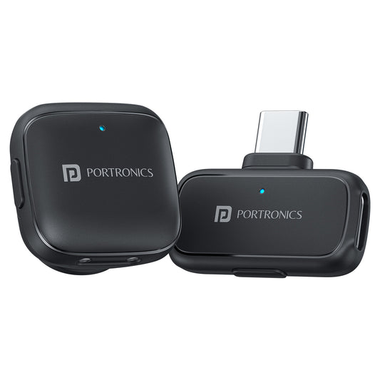 portronics vlogmate c type c wireless recording microphone | ultra compact wireless lapel transmitter paired with direct plug and play type c receiver | recording pristine mobile audio directly into smartphones without cumbersome cables | best type c wireless mic for vlogging and mobile video recording