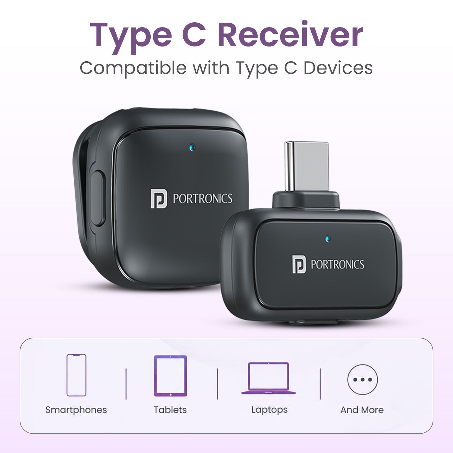 portronics vlogmate c wireless mic for android vlogging | driver free type c receiver compatible with modern android smartphones tablets and laptops | connecting instant plug and play external audio across multiple digital devices | universal type c wireless microphone system for smartphones and tablets