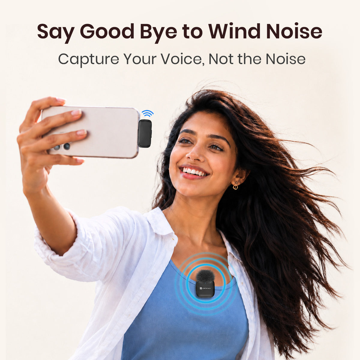 portronics vlogmate ultra windproof microphone | high density fuzzy windscreen muff designed to buffer turbulent airflow and wind gusts | vlogging along breezy shores and open fields while maintaining intelligible speech fidelity | best windproof vlog mic for outdoor reels and video recording
