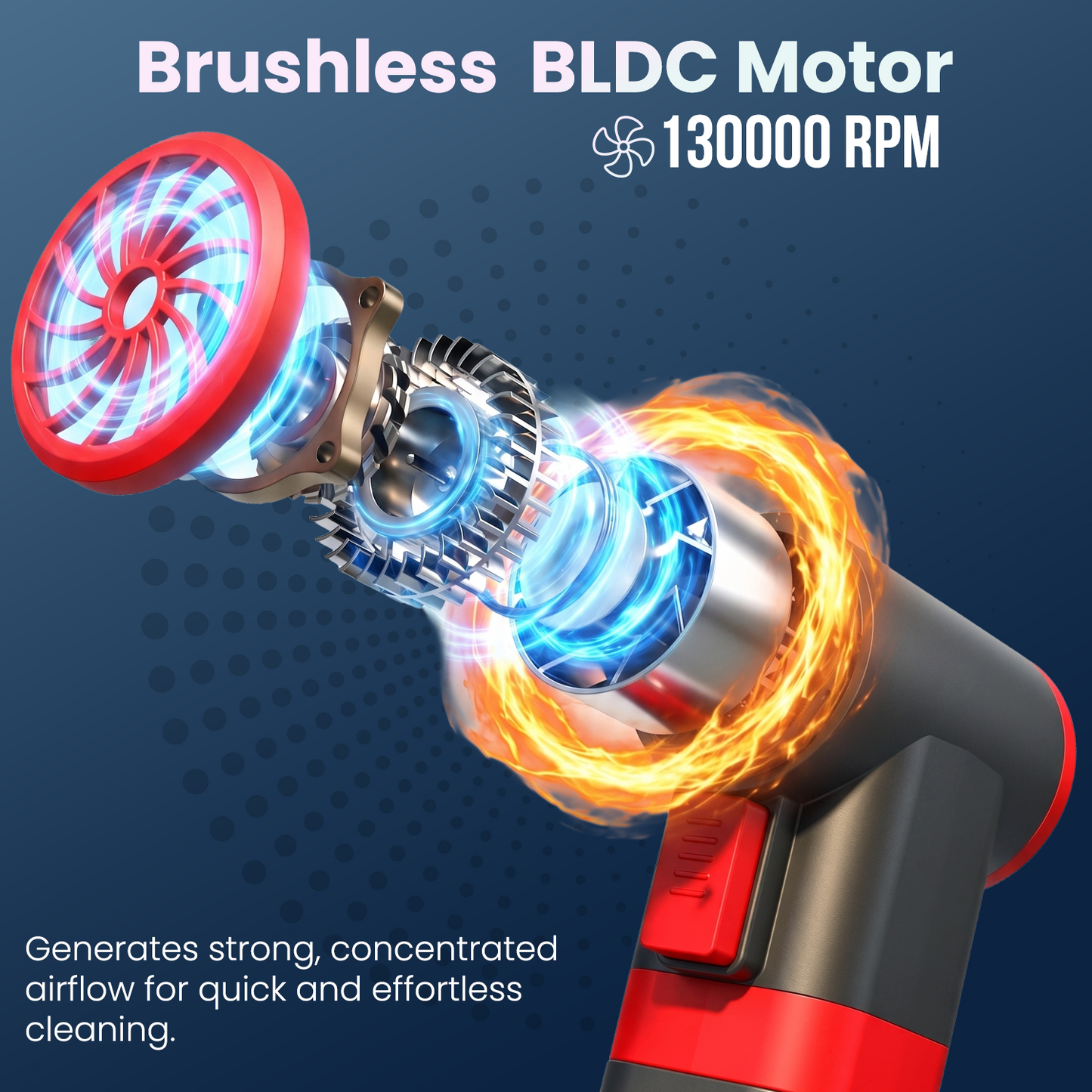 portronics volt blast brushless bldc motor 130000 rpm air blower | high-performance motor delivering 130000 rpm concentrated airflow | electric air duster with brushless motor for powerful dust cleaning | best rechargeable air blower with 130000 rpm brushless motor