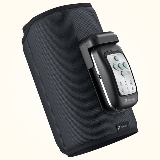 portronics zeno l mini cordless air compression leg massager | ergonomic adjustable velcro wrap with detachable digital control unit for versatile limb recovery | relieving severe calf fatigue and improving blood circulation after prolonged standing | best portable leg compression massager for home muscle pain relief