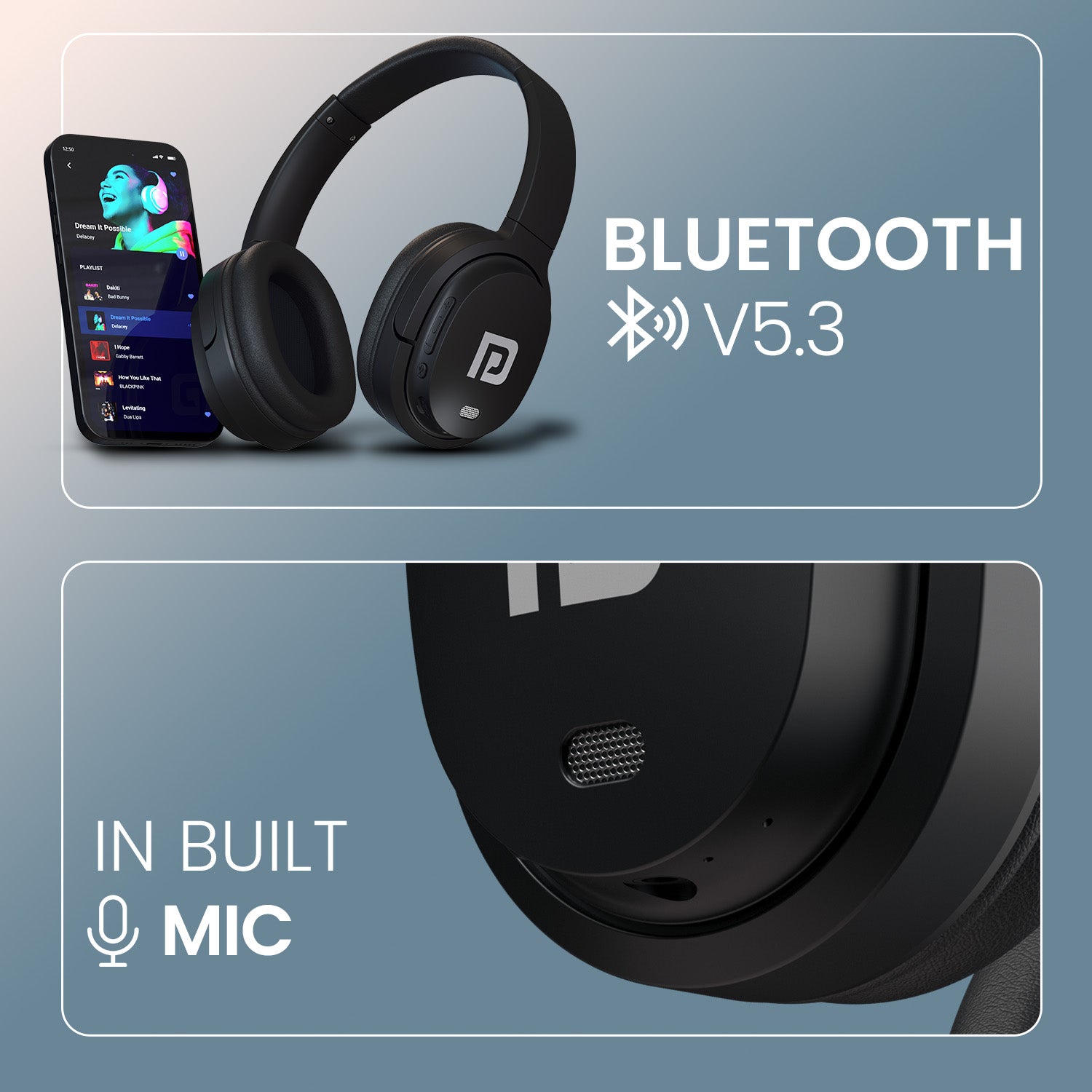 Portronics bluetooth headphones Muff M4 comes with built in Mic for easy hands free call| bluetooth headphones online at best price
