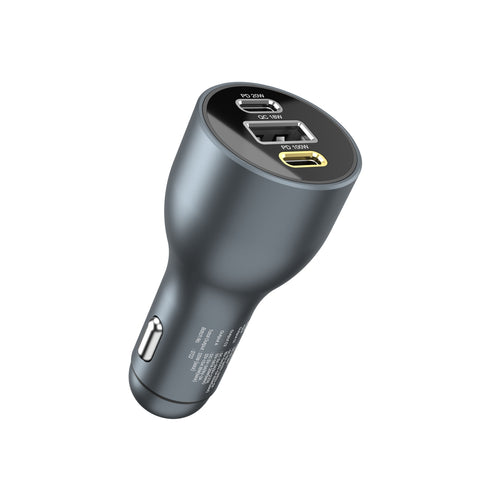 Portronics Car Power 120 portable car charger with 3 USB-A port and 2 Type-C PD charging ports, Car Power 120 comprises a 20W Type-C PD charging port and an 18W QC charging slot for fast charging of your devices