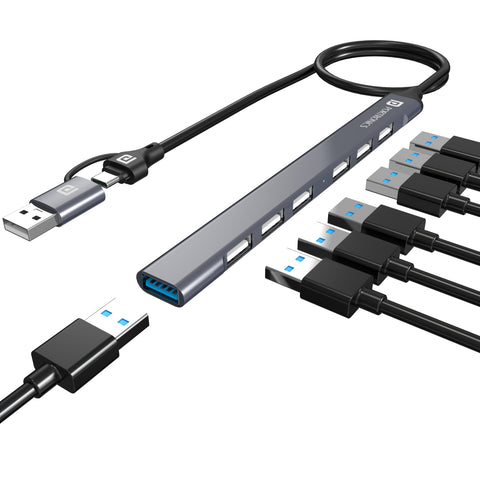 Potronics Mport 7 Type C USB hub with 7 USB ports for PC or Laptop