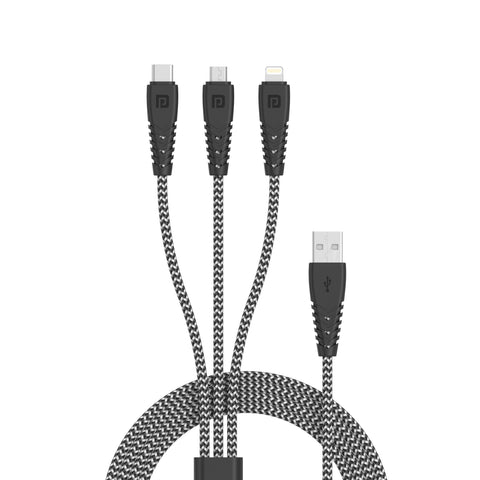 Portronics Konnect Spydr 31 3-in-one cable with micro USB, iOS, & Type C