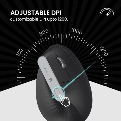 Portronics Toad Ergo Wireless Mouse with 6D Buttons & 1200 DPI adjustable