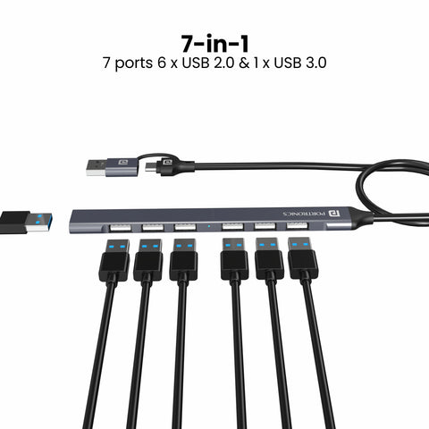 Potronics Mport 7 Type C USB Ports hub with 7 USB ports for PC or Laptop