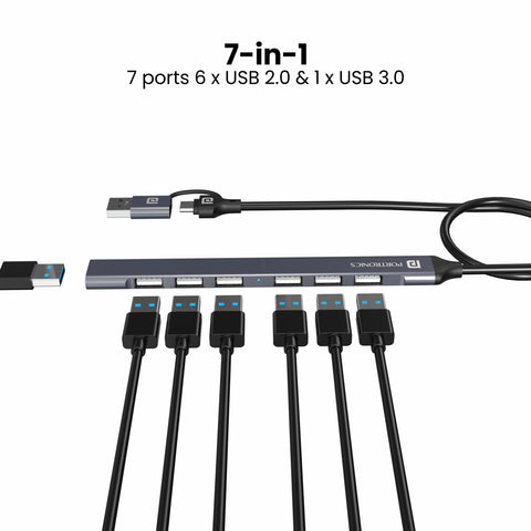 Buy Potronics Mport 7 Type C USB hub with 7 USB ports for PC or Laptop ...