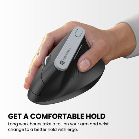 Portronics Toad Ergo Wireless Mouse with 6D Buttons & 1200 DPI and designed to reduce the strain off your palms and hands