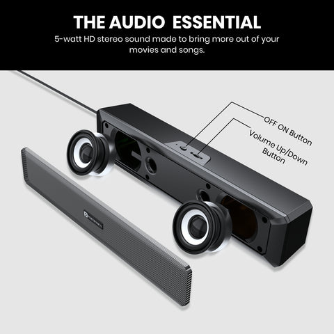 Portronics In Tune 3 USB Soundbar Speaker 5 watt speaker clear sound