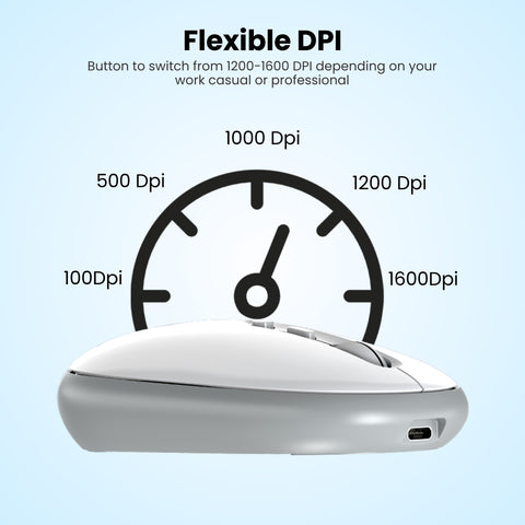 Portronics Toad II Wireless Mouse for Laptop & PC with Type C port flexible DPI