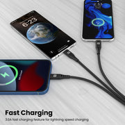 Portronics Konnect J9 3-in-1 USB cable has Type-C, Micro USB and 8-pin fast charging cables 