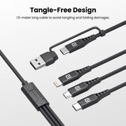 Portronics Konnect J9 3-in-1 USB cable has Type-C, Micro USB and 8-pin tangle free design