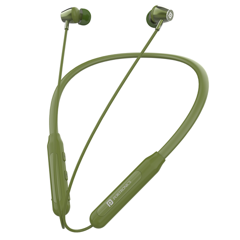 Portronics Z3 Wireless Bluetooth Neckband Earphones, Olive 