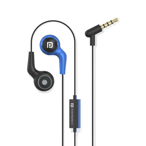 Portronics Conch 70 wired earphone, Black and nevi blue