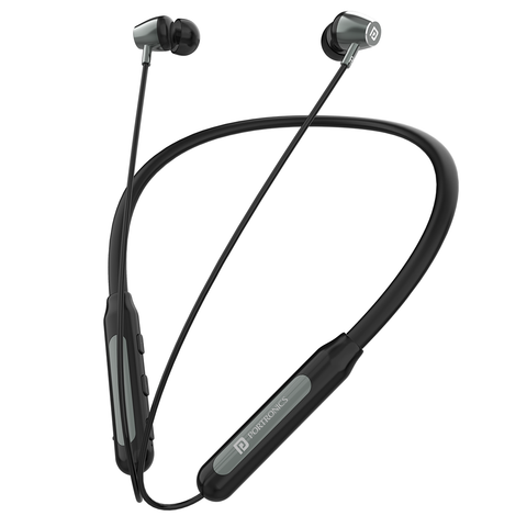 Portronics Z3 Wireless Bluetooth headset Neckband Earphones, Black and grey