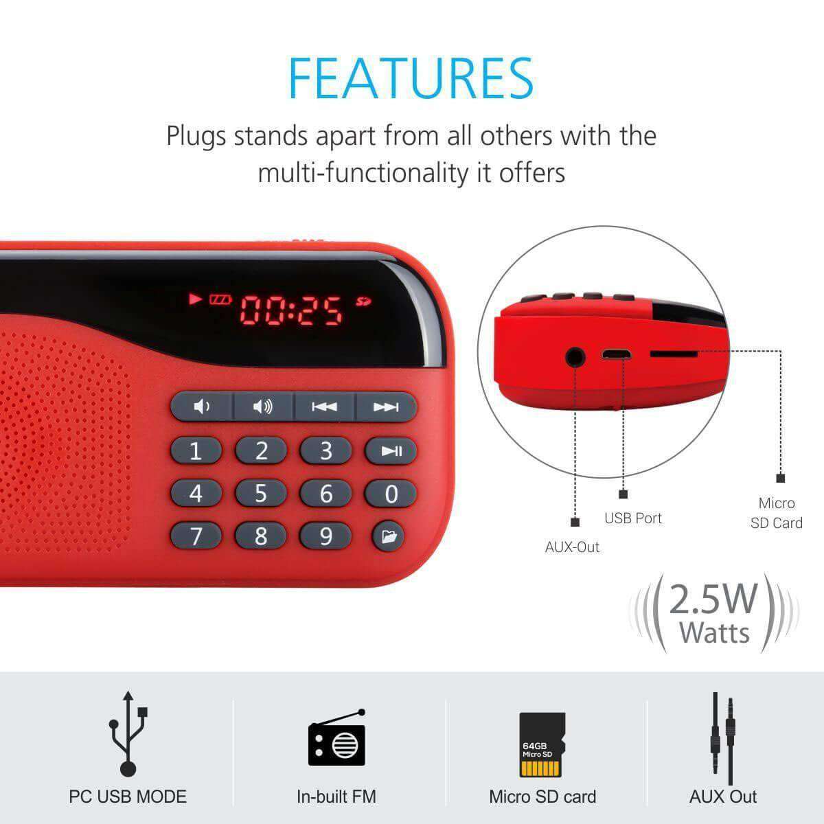 Bluetooth Speaker Portronics Por 141 Fm Radio Plugs: Mini Portable