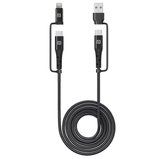 Black Portronics Konnect J8 Type C to 8 Pin & USB cable 60 W Charging