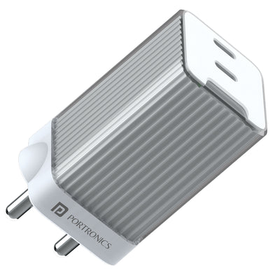 Get the Portronics Adapto 4, a 45-watt Type C fast charger with dual ports, for efficient and reliable charging of multiple devices. Its compact and portable design is perfect for travel.