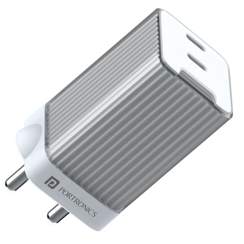 Get the Portronics Adapto 4, a 45-watt Type C fast charger with dual ports, for efficient and reliable charging of multiple devices. Its compact and portable design is perfect for travel.