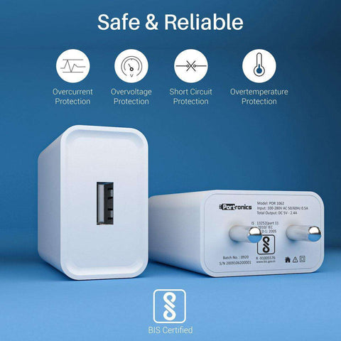 Portronics Adapto 62 USB Fast Charger-Black