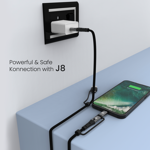 Portronics Konnect J8 Type C to 8 Pin & USB cable 60 W Charging safe