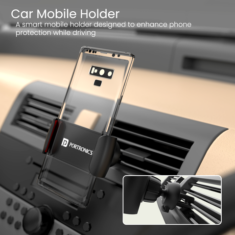Portronics Clamp 2 Car Mobile stand 360° Rotational Body