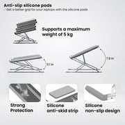 Portronics My Buddy K Pro Adjustable Portable Laptop Stand for Table with anti slip pads