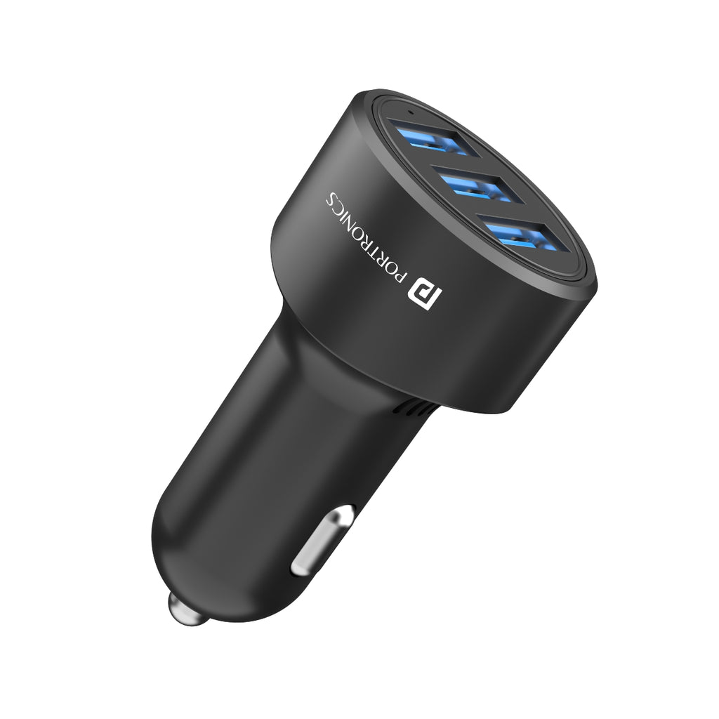 Portronics 17W Car Power 11 Car Charger with Triple Output, 17 Watts & 3.4  Amp Total Output, Adapter Compatible with Most Cars & Cellular Phones