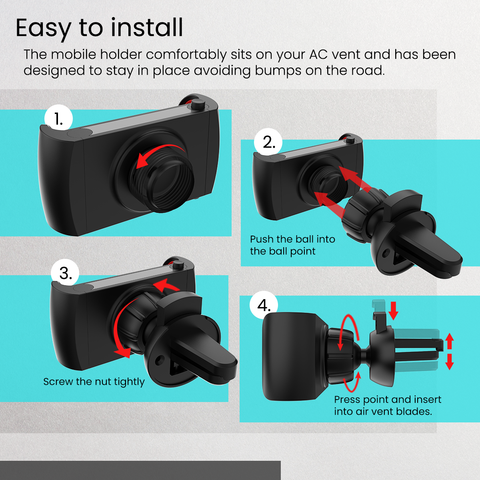 Portronics Clamp 2 Car Mobile stand 360° Rotational Body easy to install