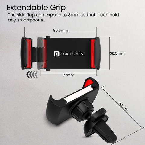 Portronics Clamp 2 Car Mobile Holder 360° Rotational Body extendable grip