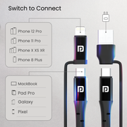 Portronics Konnect J8 Type C to 8 Pin & USB cable 60 W Charging compatible for both android and IOS