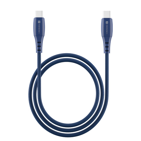 Portronics Konnect A type c to type c cable 1 meter long, nave blue