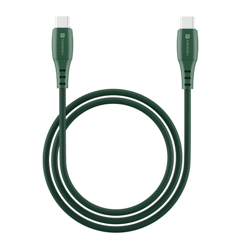 Portronics Konnect A type c to type c cable 1 meter long, dark green