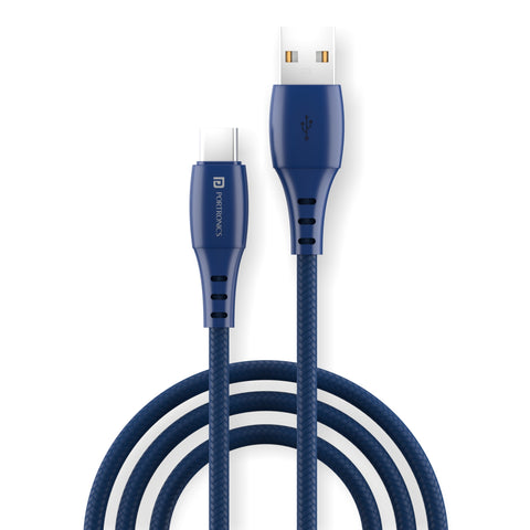 Portronics Konnect A 1M Type C USB cable with 3.0A output, Dark blue