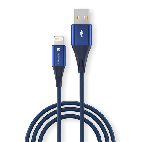 Portronics KONNECT B+ Nylon Braided 8 Pin USB Cable Blue colour