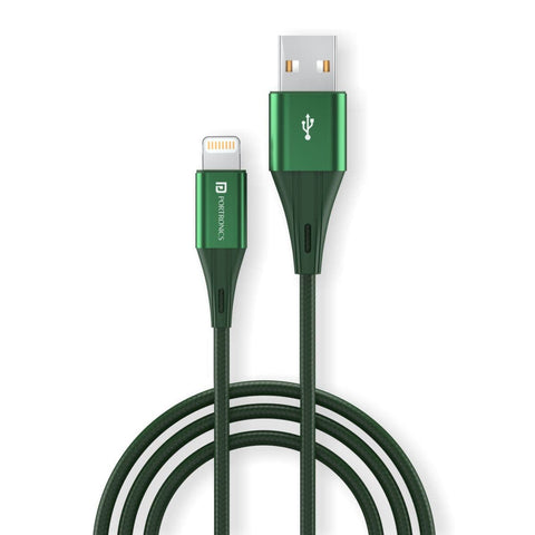 Portronics KONNECT B+ Nylon Braided 8 Pin USB Cable green colour