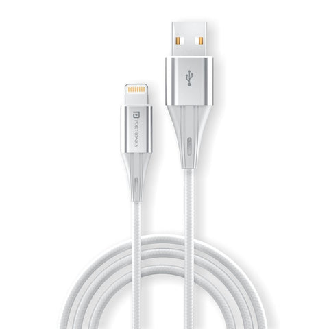 Portronics KONNECT B+ Nylon Braided 8 Pin USB Cable silver colour